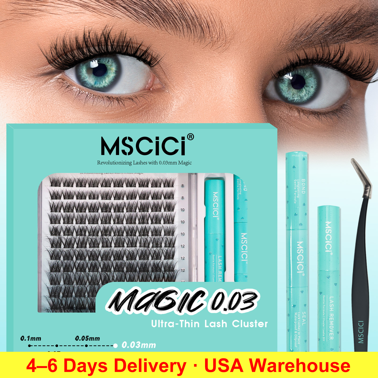 Sensitive Lash Glue - Mscici Thinnest 0.03mm Natural Spike Anime
