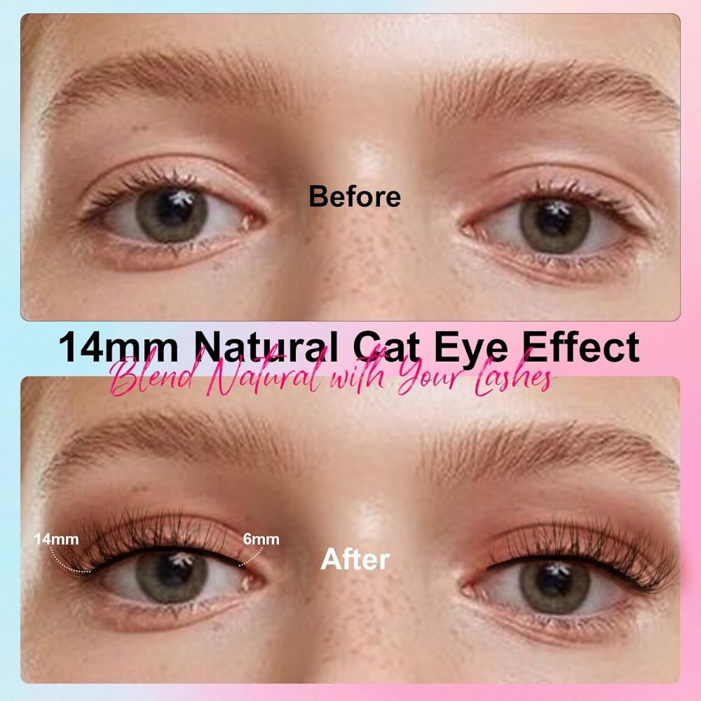 Eyelash Extension Cat Eye Wispy - Pre Glued Self Adhesive Eyelashes Natural