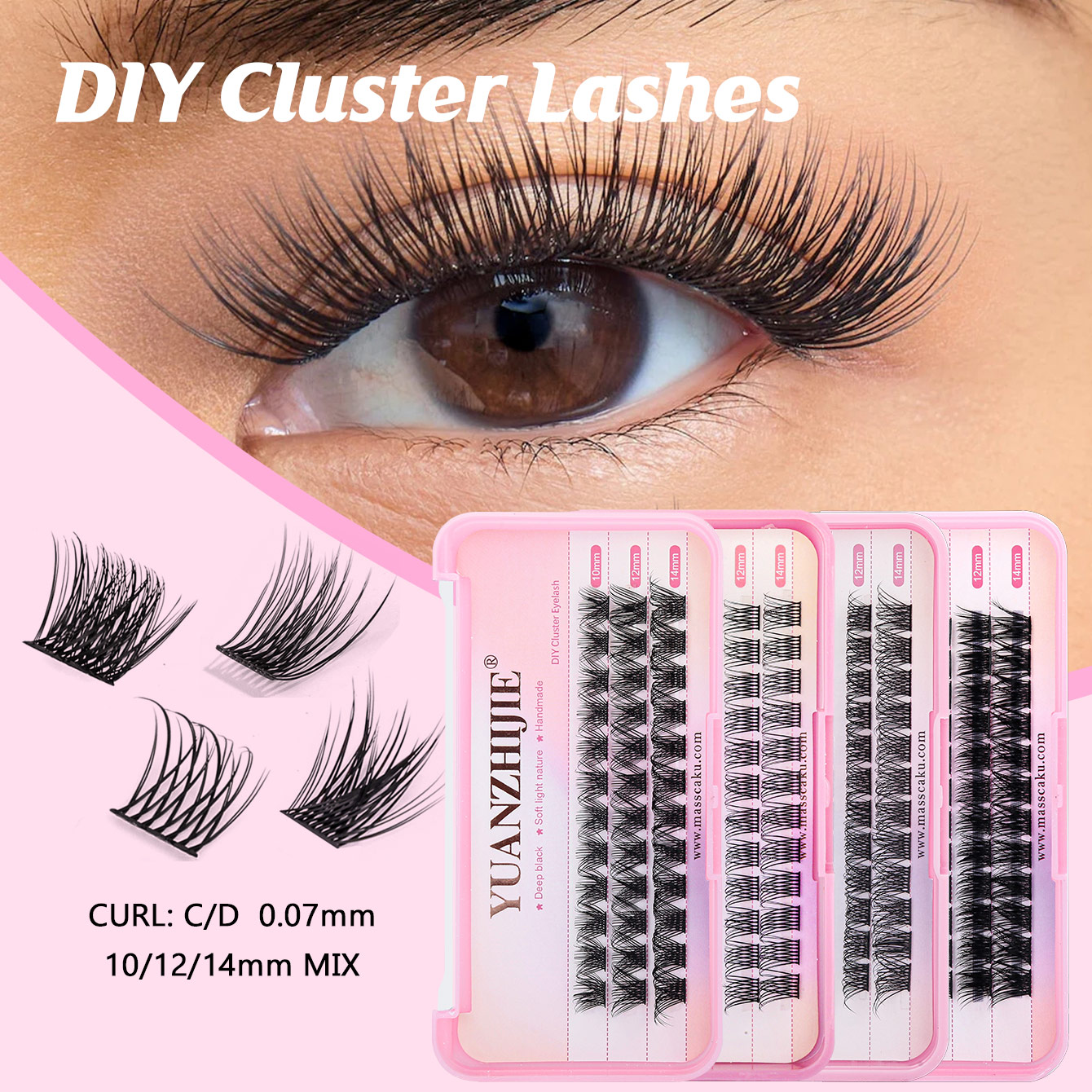 YUANZHIJIE 36PCS Cluster Cat E - Eyelash Extension Cat Eye Wispy avaliação e preço