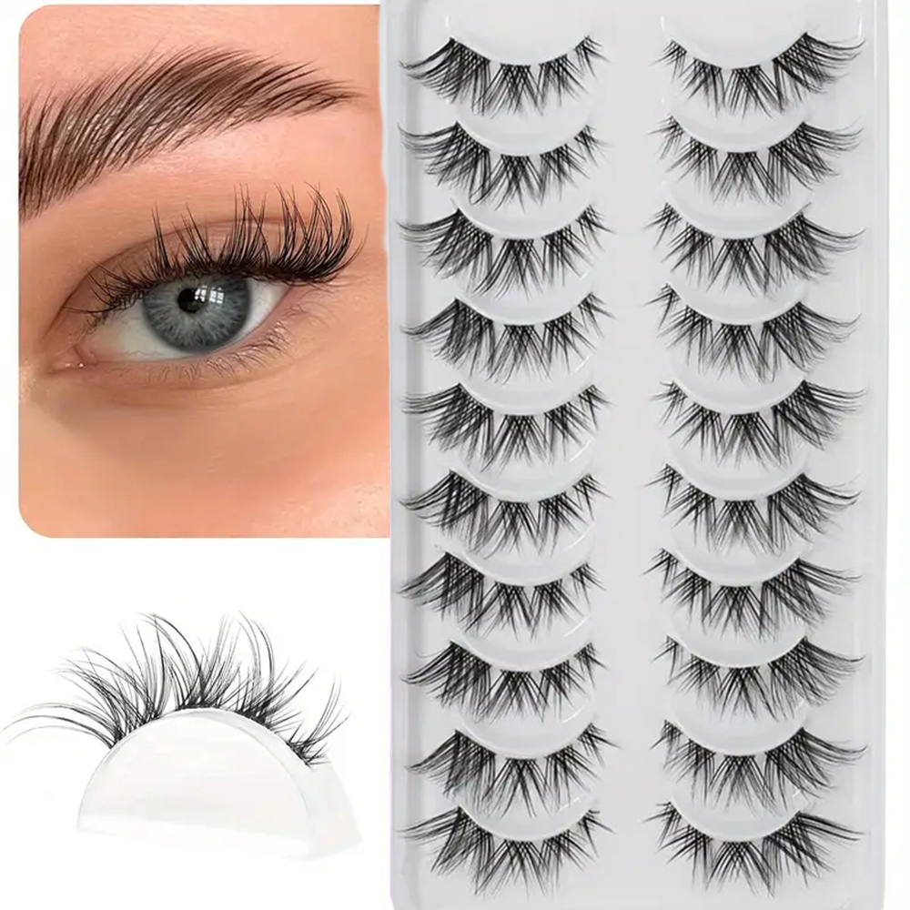 10 Pairs False Eyelashes Clust - Eyelash Extension Cat Eye Wispy avaliação e preço