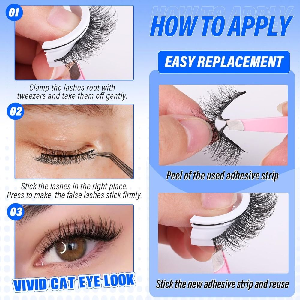 Pre Glued Self Adhesive Eyelas - Eyelash Extension Cat Eye Wispy avaliação e preço