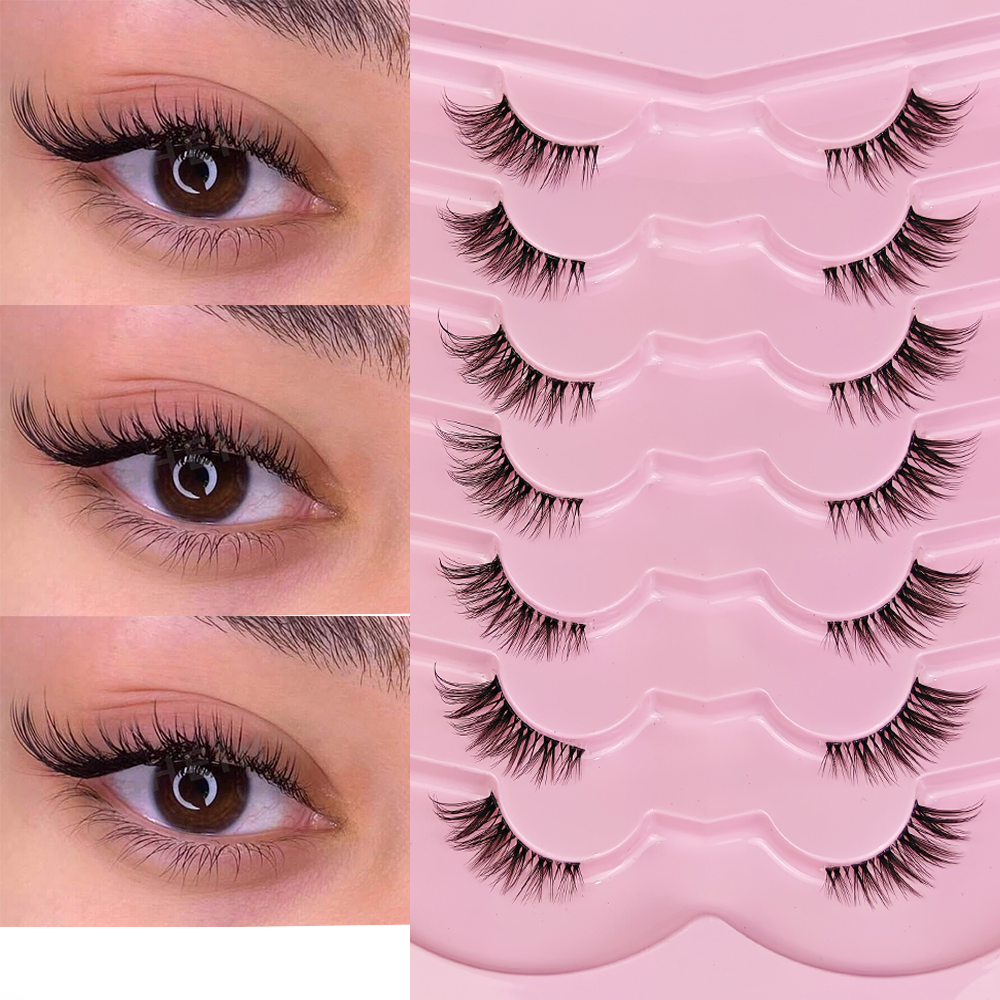 7 Pairs Half Lashes With Clear - Eyelash Extension Cat Eye Wispy avaliação e preço
