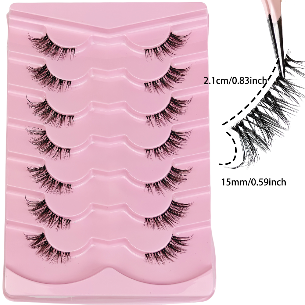 7 Pairs Half Lashes With Clear - Eyelash Extension Cat Eye Wispy avaliação e preço