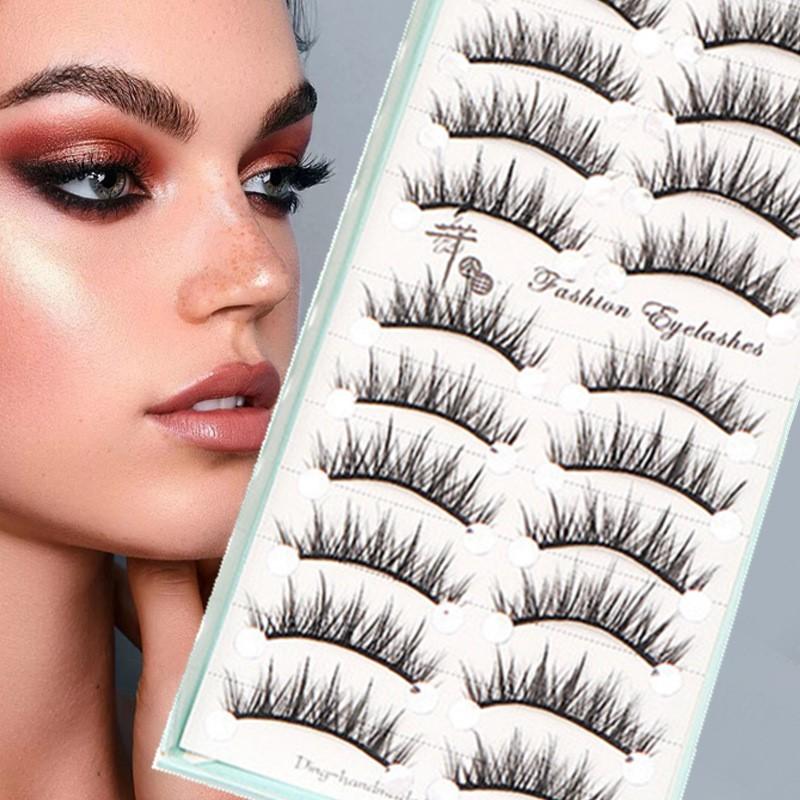 10 Pairs Natural Long Wispy Ca - Eyelash Extension Cat Eye Wispy avaliação e preço
