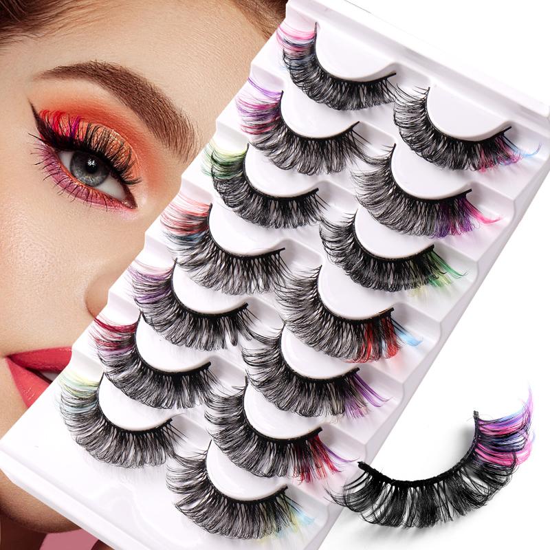 7 Pairs Colorful False Eyelash - Eyelash Extension Volume Lashes avaliação e preço
